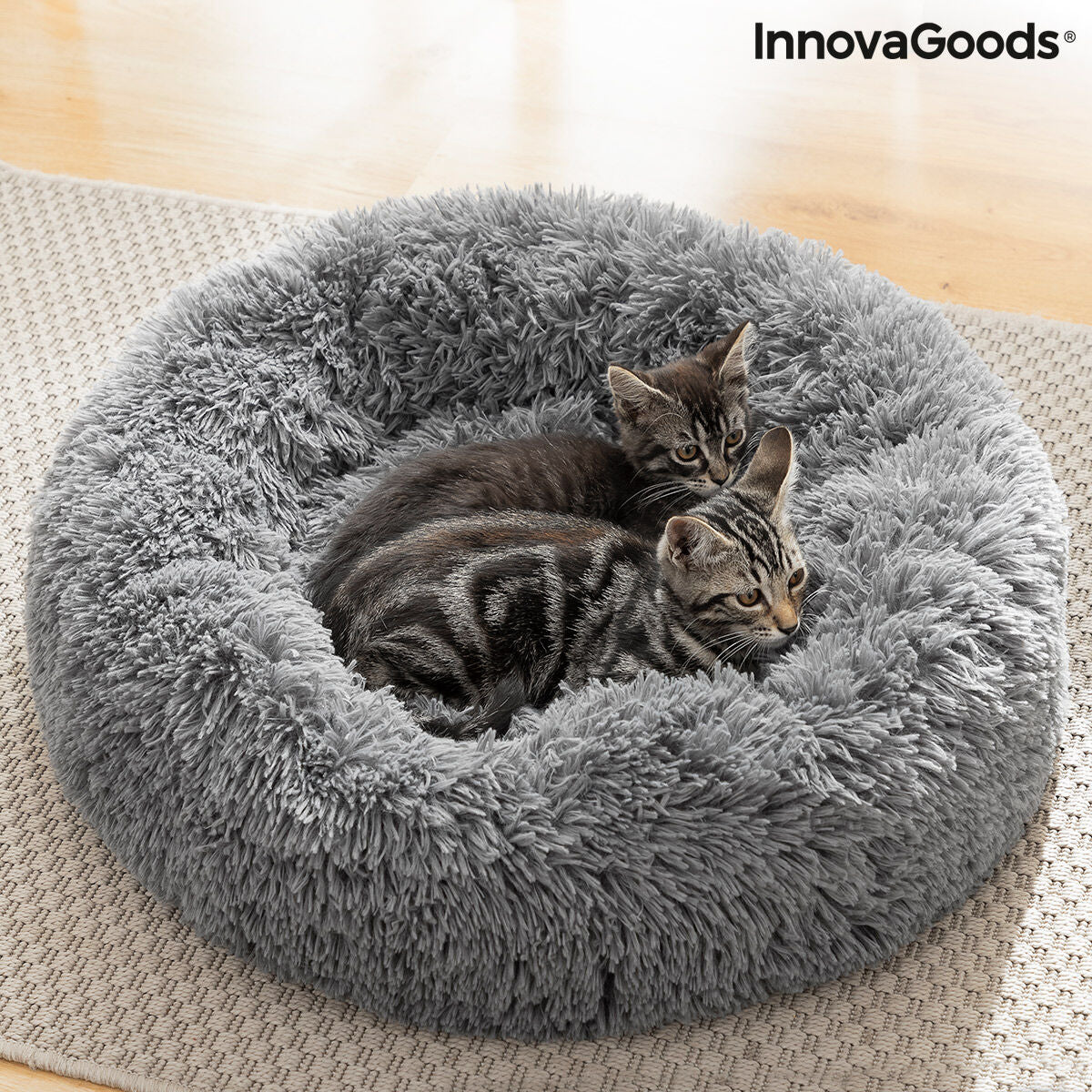 Orthopädisches Anti-Stress Hundebett & Katzenbett Bepess (Ø 60 cm) – Plüschiges Beruhigungsbett
