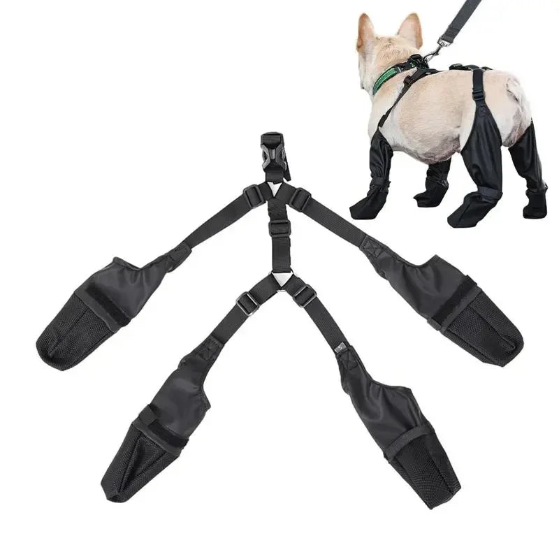 Wasserdichte Hundeschuhe mit Hosenträger-System – Rutschfeste Pfotenschutz-Boots