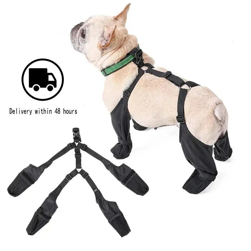 Wasserdichte Hundeschuhe mit Hosenträger-System – Rutschfeste Pfotenschutz-Boots