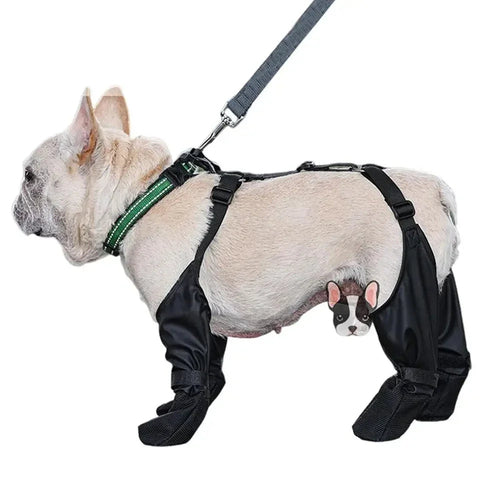 Wasserdichte Hundeschuhe mit Hosenträger-System – Rutschfeste Pfotenschutz-Boots