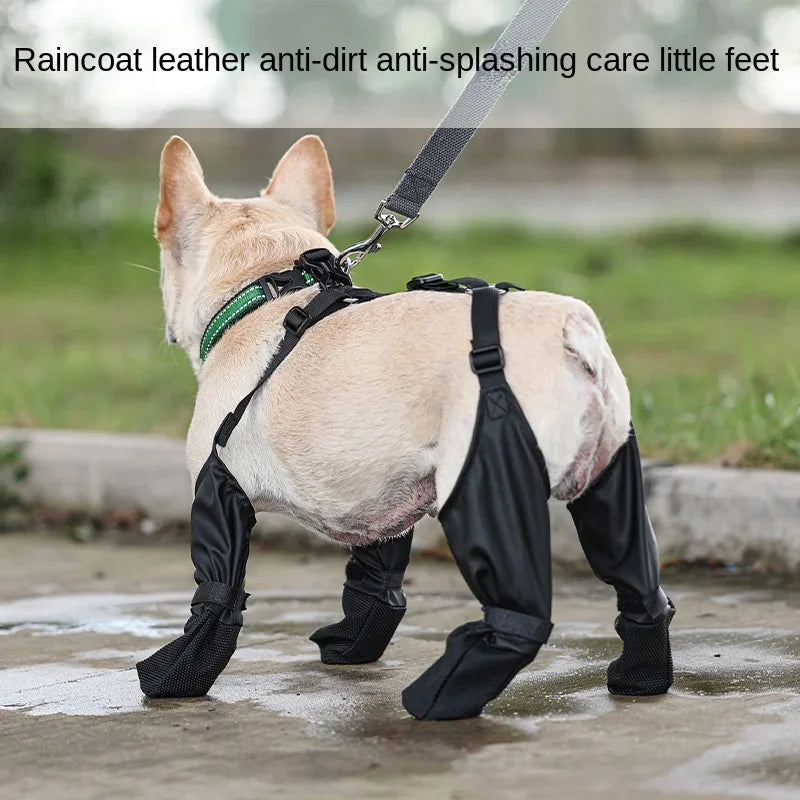 Wasserdichte Hundeschuhe mit Hosenträger-System – Rutschfeste Pfotenschutz-Boots