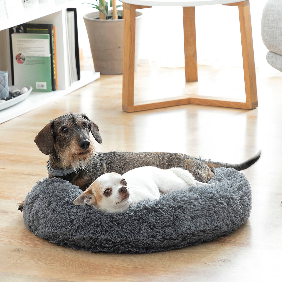 Orthopädisches Anti-Stress Hundebett & Katzenbett Bepess (Ø 60 cm) – Plüschiges Beruhigungsbett