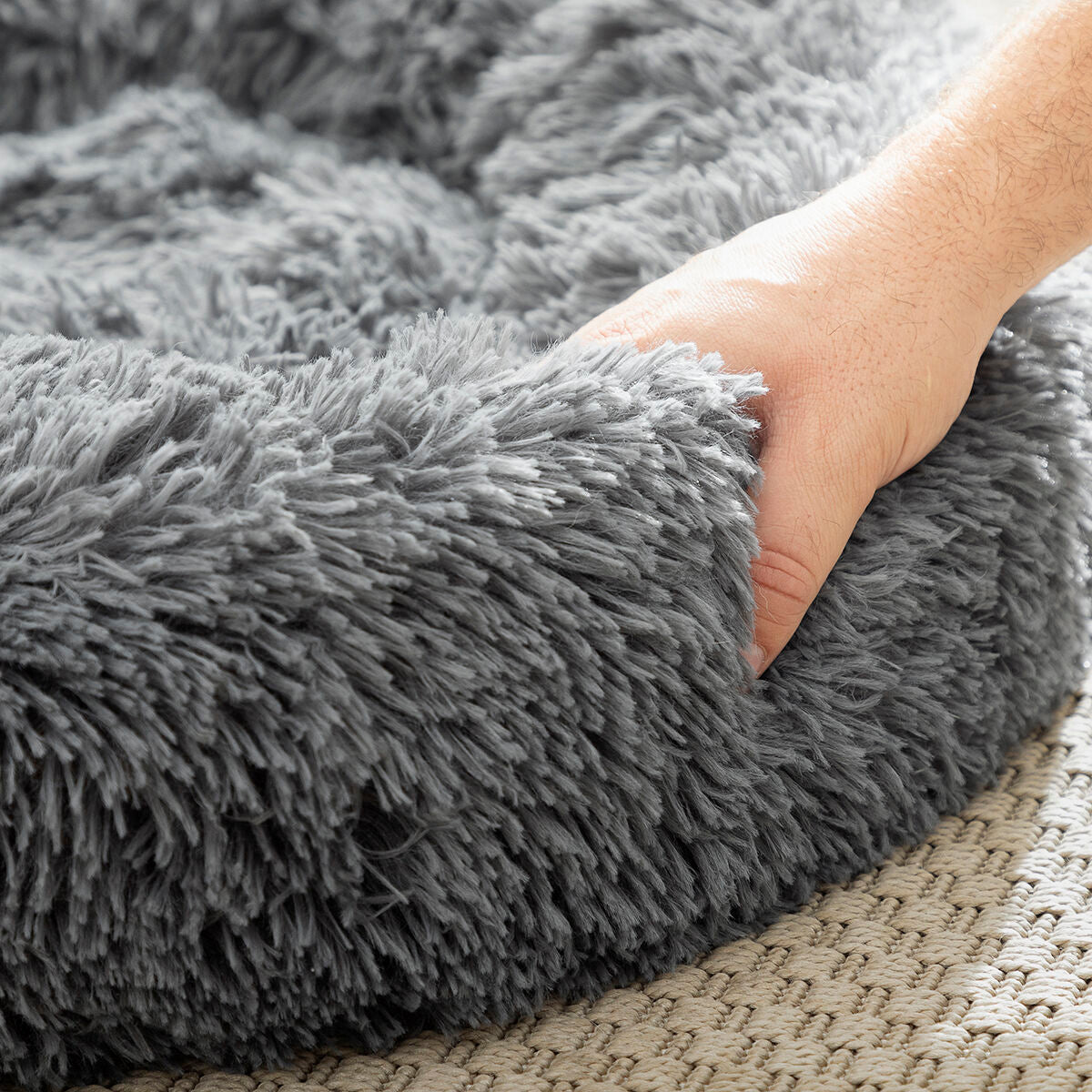 Orthopädisches Anti-Stress Hundebett & Katzenbett Bepess (Ø 60 cm) – Plüschiges Beruhigungsbett