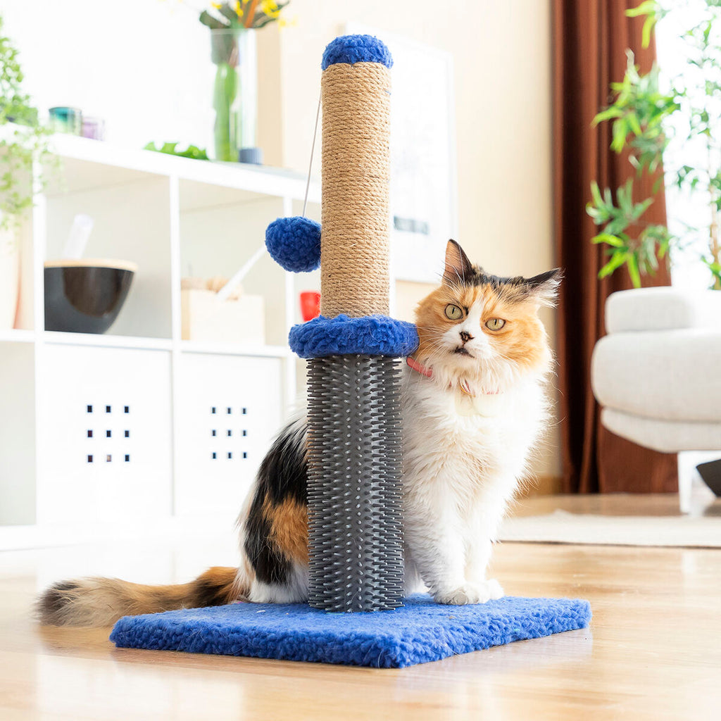 3-in-1 Kratzbaum Miausage – Kratzstamm mit Massagebürste & Spielball für Katzen
