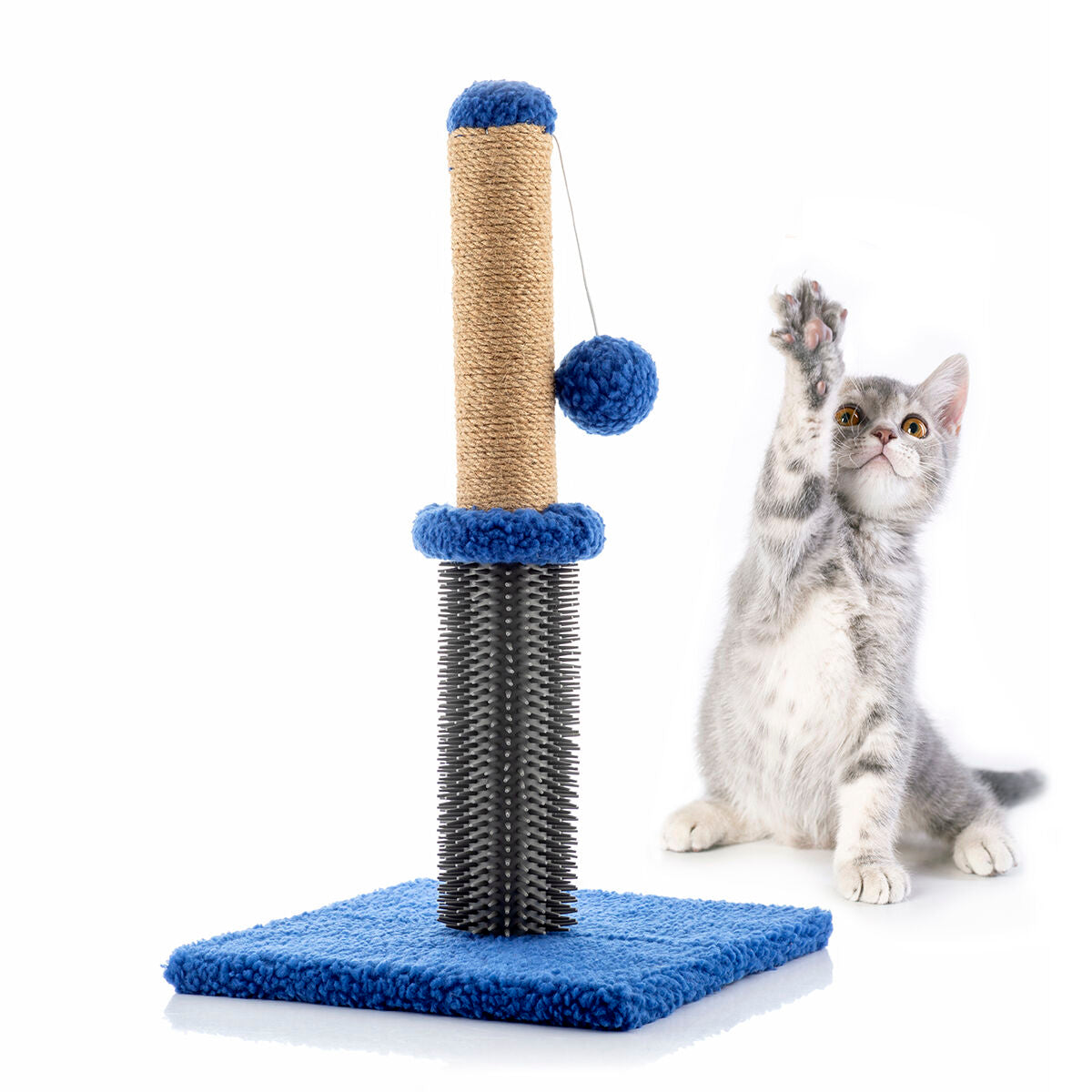 3-in-1 Kratzbaum Miausage – Kratzstamm mit Massagebürste & Spielball für Katzen