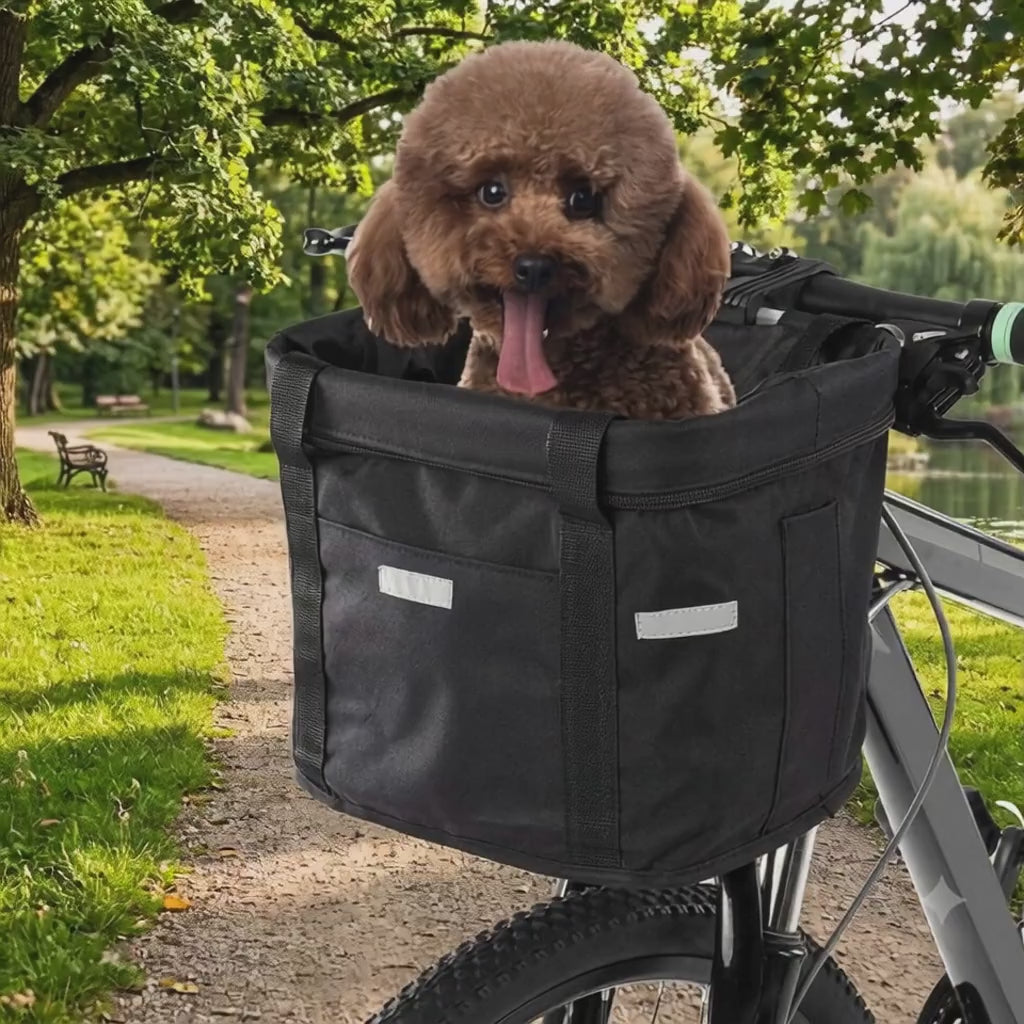 Stabiler Fahrradtasche Korb für Hunde & Katzen – Wasserdichte Lenkertasche für kleine Haustiere
