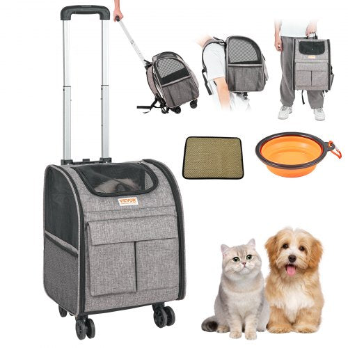 3-in-1 Haustiertrolley & Rucksack mit Rollen – Für Katzen & kleine Hunde