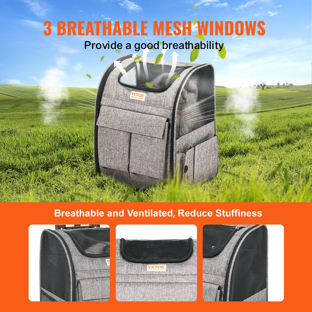3-in-1 Haustiertrolley & Rucksack mit Rollen – Für Katzen & kleine Hunde