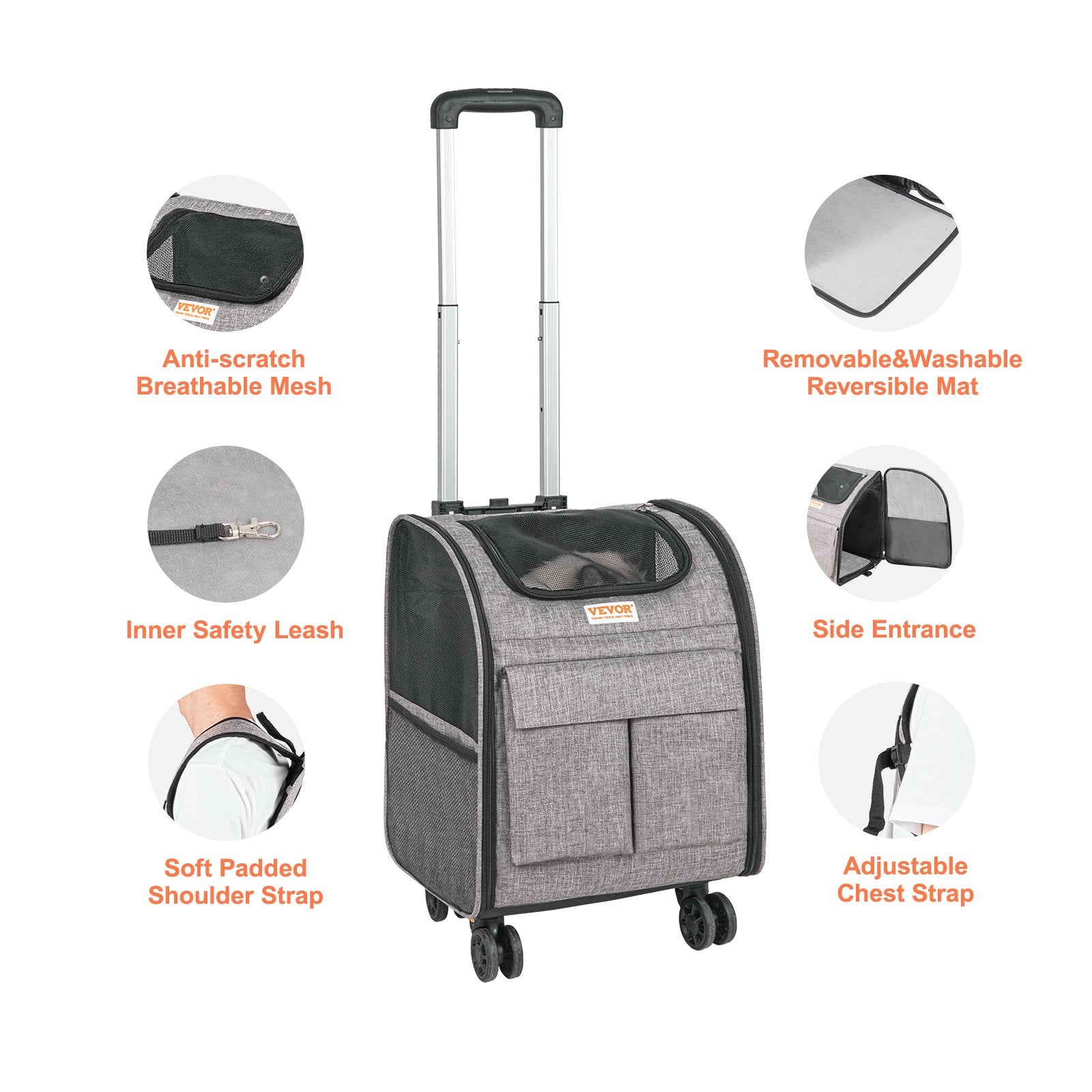 3-in-1 Haustiertrolley & Rucksack mit Rollen – Für Katzen & kleine Hunde