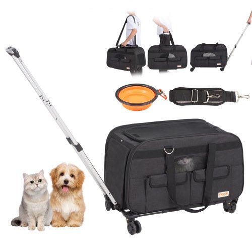 Komfortable Haustiertrolley-Tasche mit Rollen & Teleskopgriff