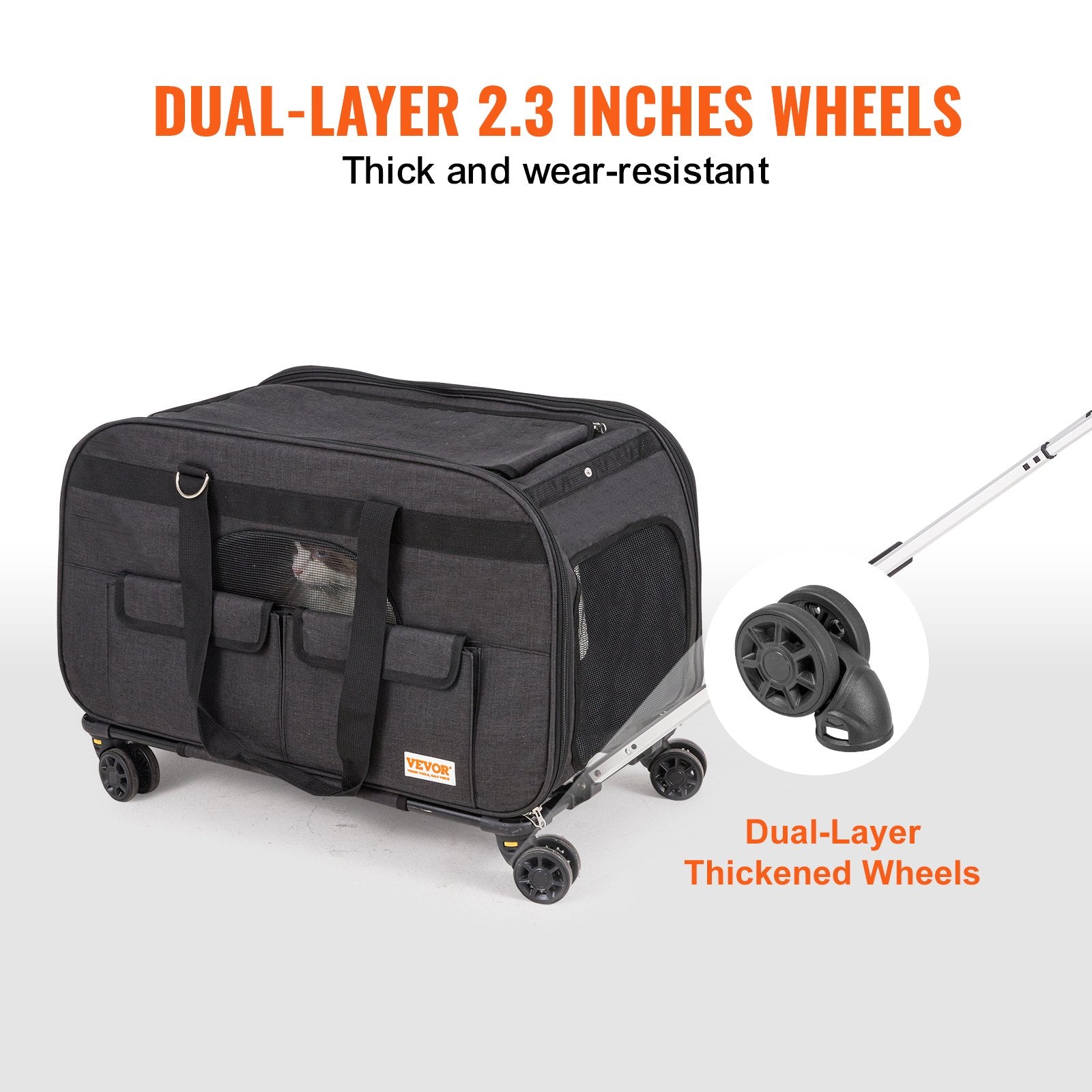 Komfortable Haustiertrolley-Tasche mit Rollen & Teleskopgriff