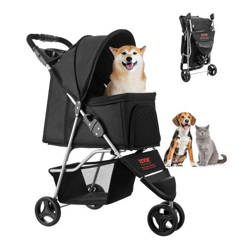 Klappbarer Hunde-Buggy & Katzenbuggy (bis 16 kg) – Kompakter Kinderwagen für Haustiere