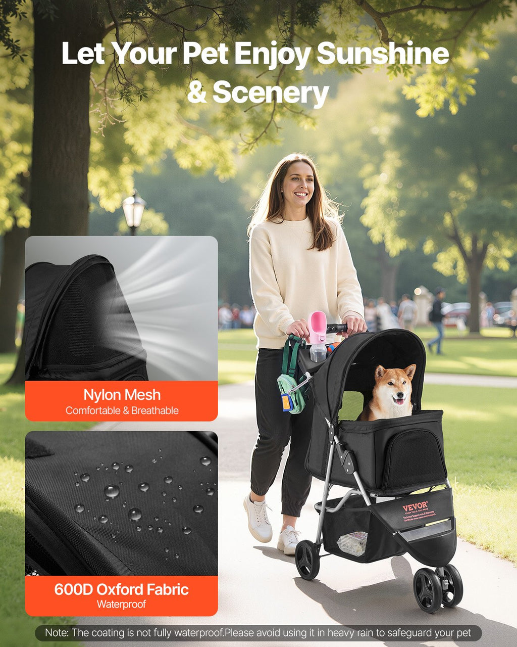 Klappbarer Hunde-Buggy & Katzenbuggy (bis 16 kg) – Kompakter Kinderwagen für Haustiere