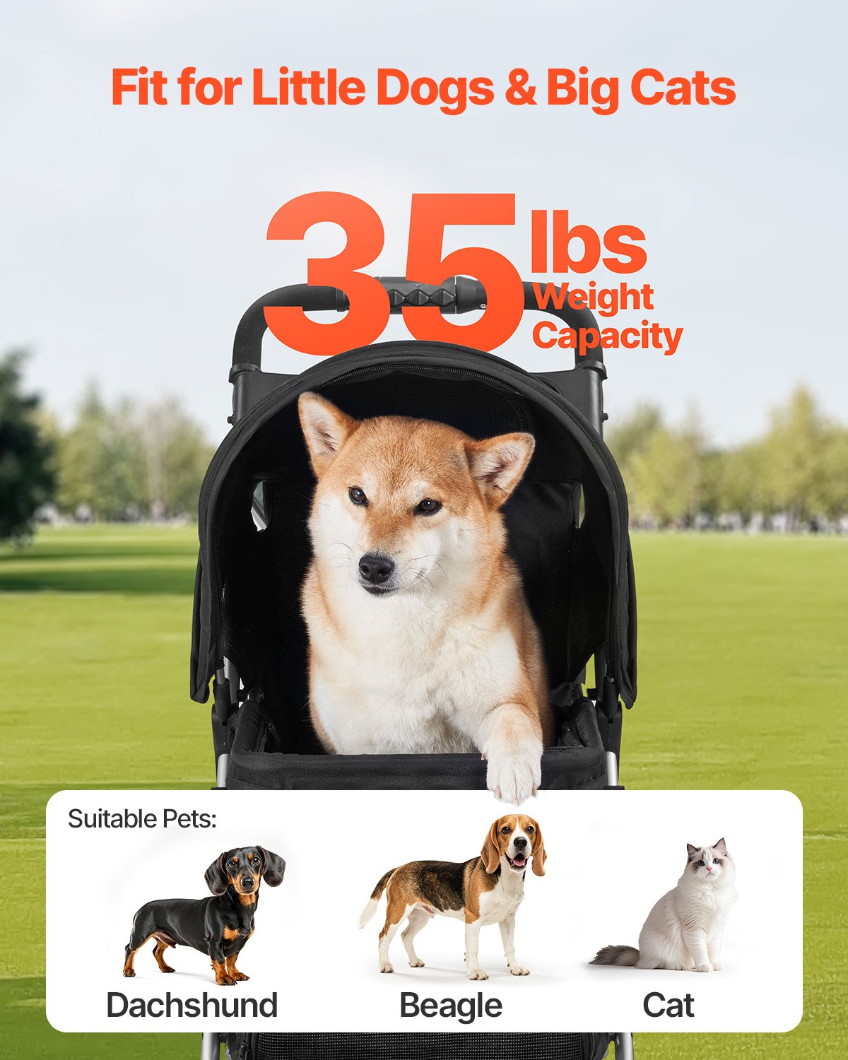 Klappbarer Hunde-Buggy & Katzenbuggy (bis 16 kg) – Kompakter Kinderwagen für Haustiere
