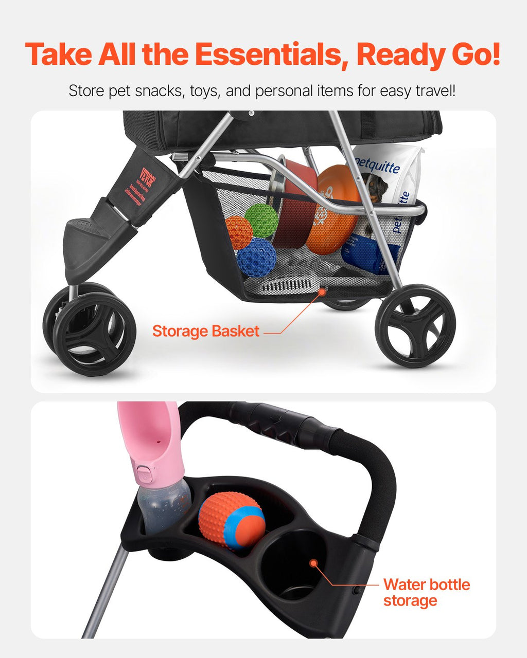 Klappbarer Hunde-Buggy & Katzenbuggy (bis 16 kg) – Kompakter Kinderwagen für Haustiere