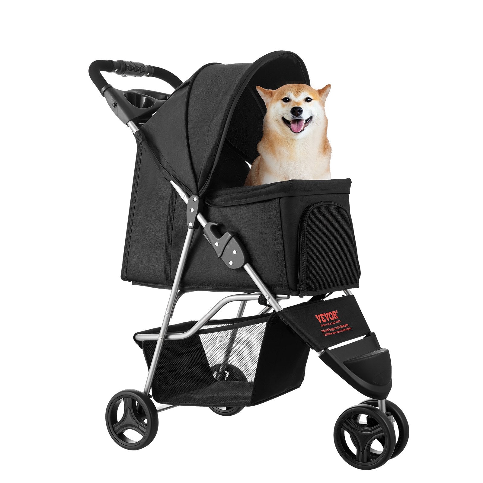 Klappbarer Hunde-Buggy & Katzenbuggy (bis 16 kg) – Kompakter Kinderwagen für Haustiere