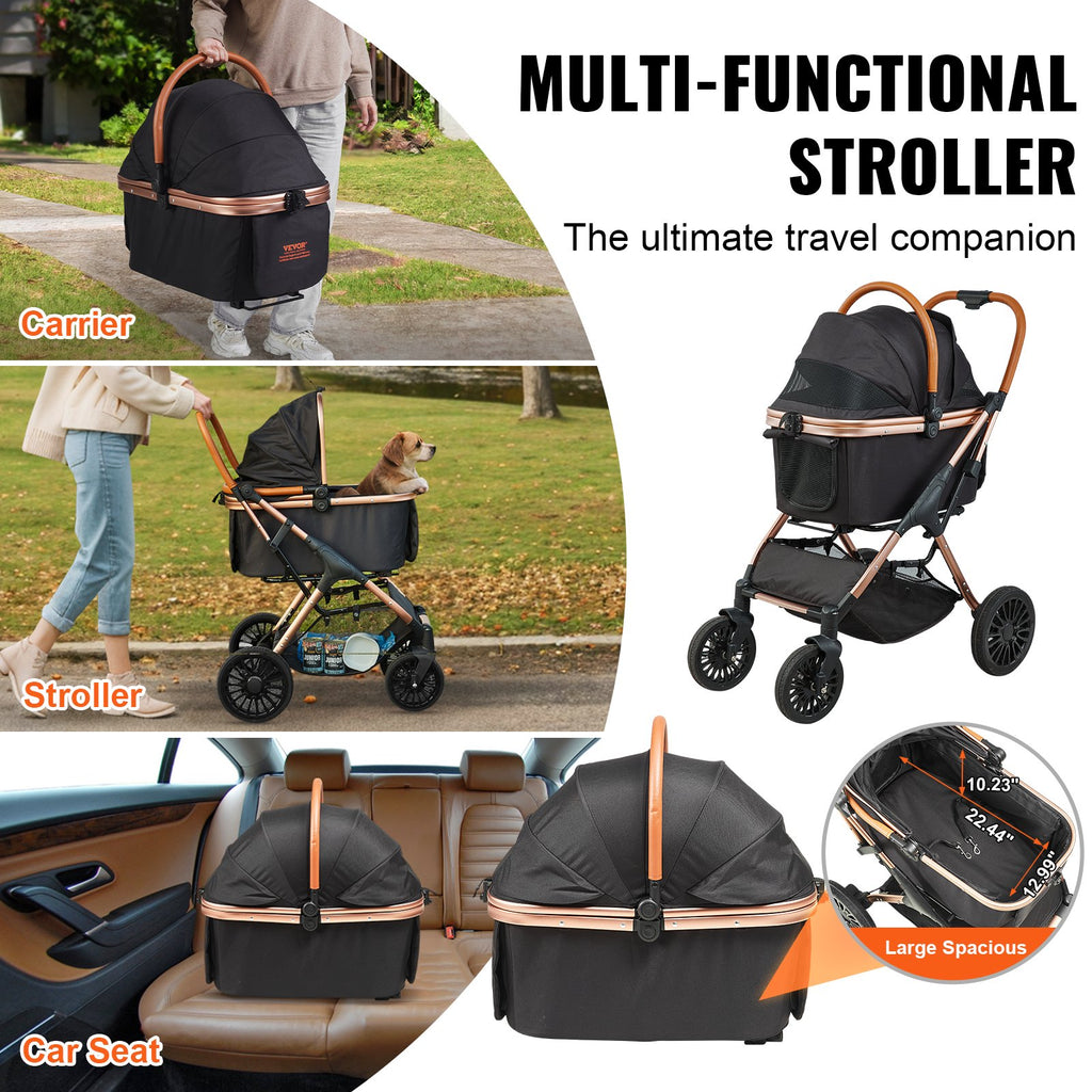 Klappbarer Hunde-Buggy & Katzenwagen mit abnehmbarer Tasche – Belastbar bis 30 kg