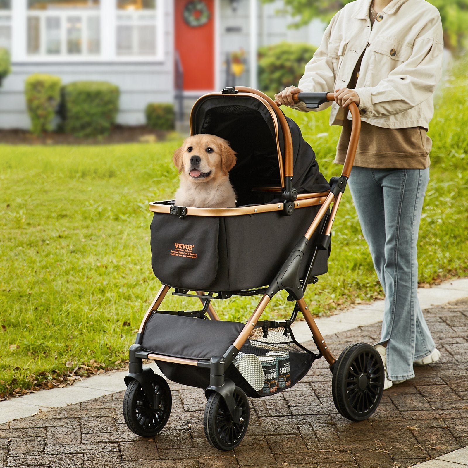 Klappbarer Hunde-Buggy & Katzenwagen mit abnehmbarer Tasche – Belastbar bis 30 kg