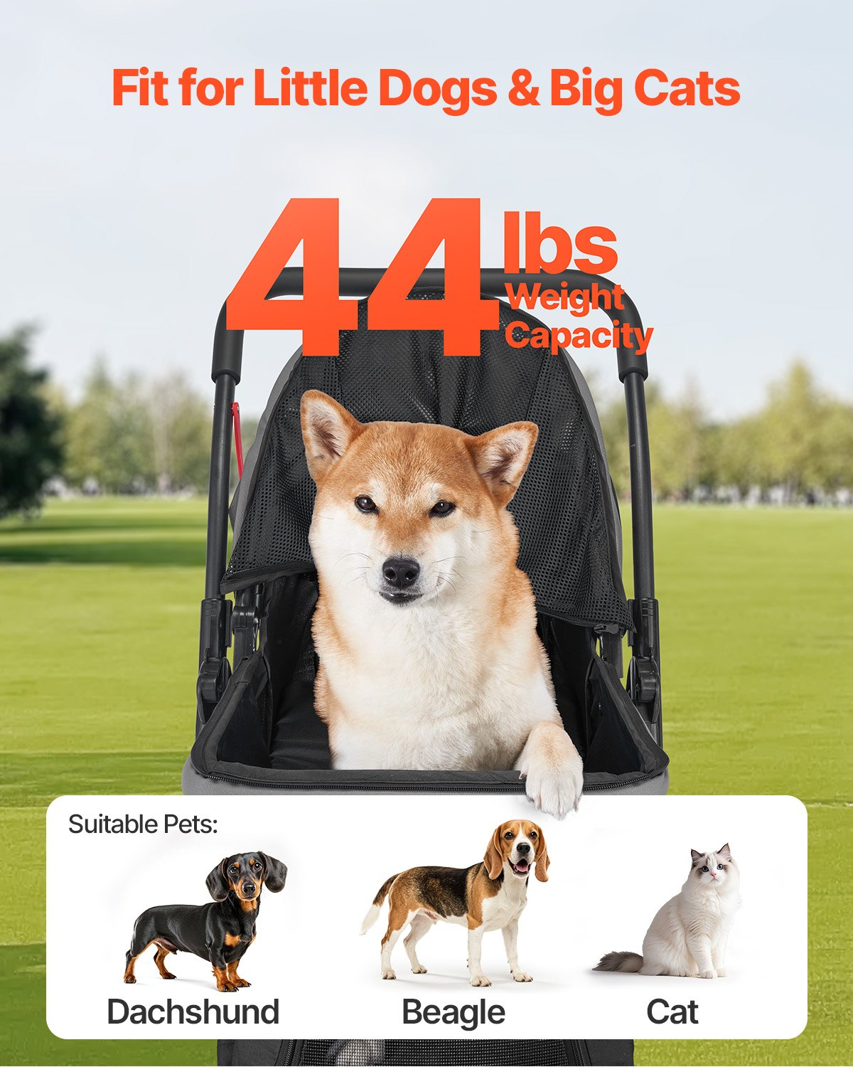 Klappbarer Hunde-Buggy L (bis 20 kg) – Stabiler Kinderwagen für Haustiere