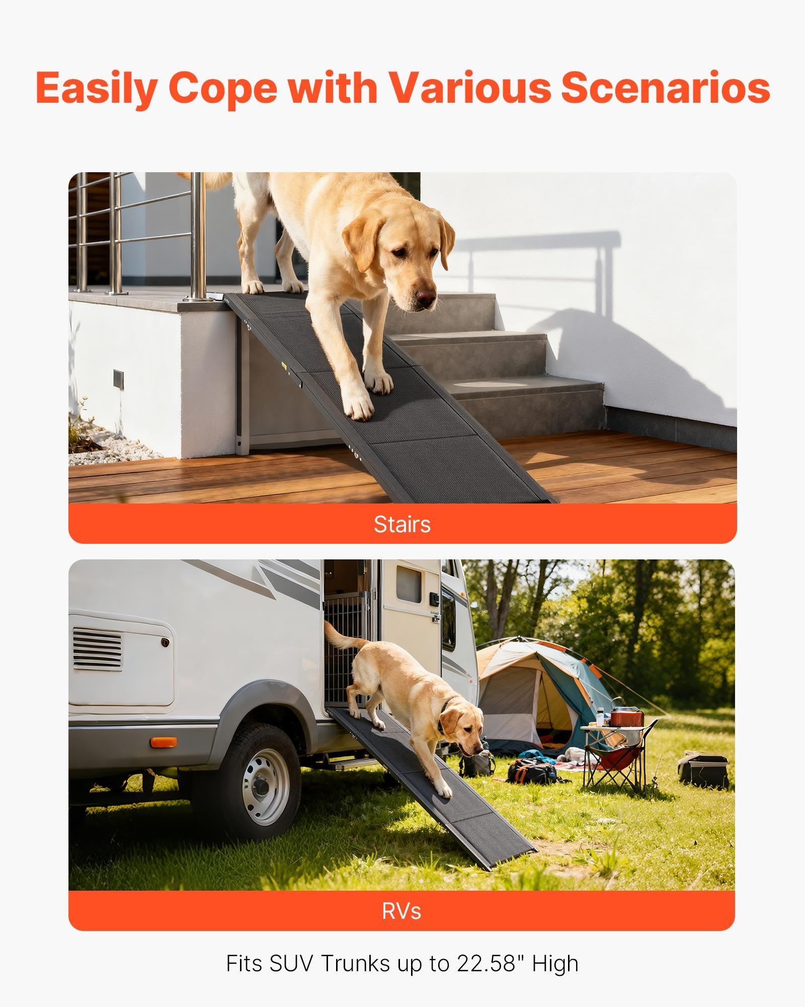 Klappbare Hunde-Autorampe (160 x 43,2 cm) – Belastbar bis 113 kg