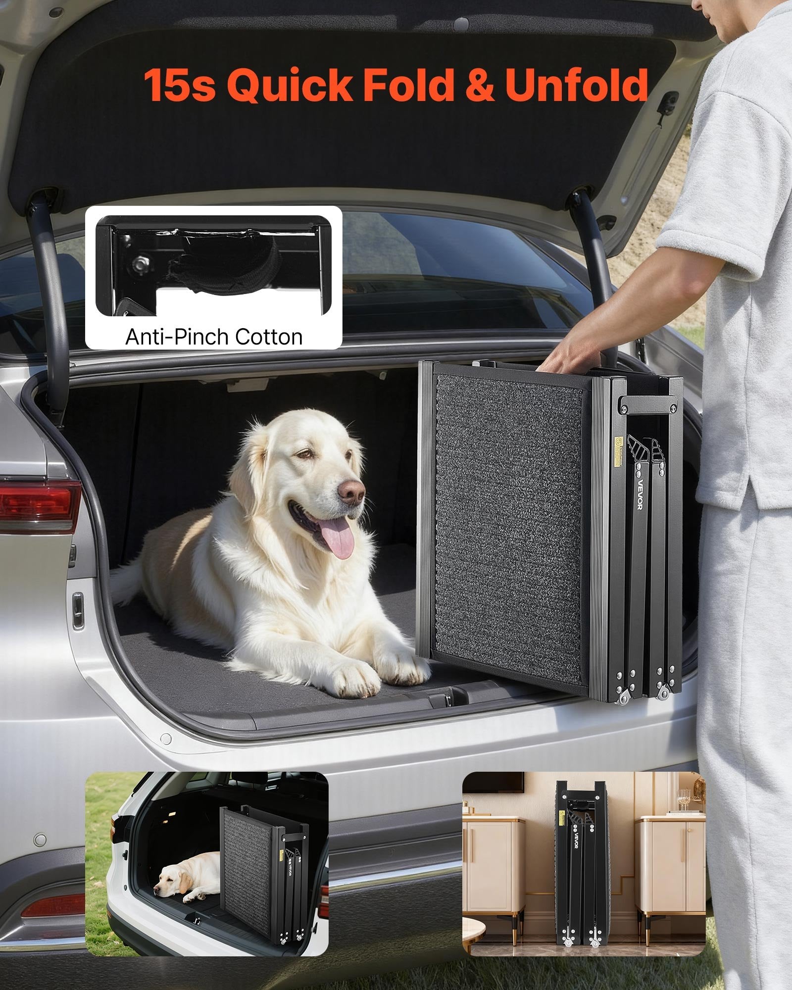 Klappbare Hunde-Autorampe XL (180 x 43,2 cm) – Belastbar bis 113 kg
