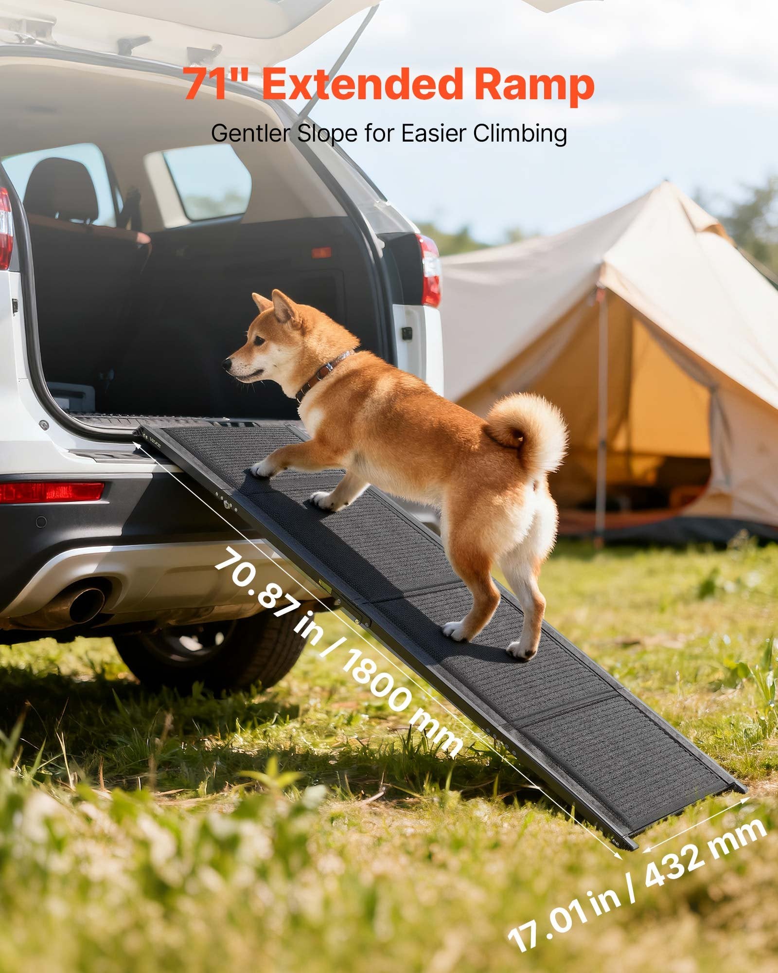 Klappbare Hunde-Autorampe XL (180 x 43,2 cm) – Belastbar bis 113 kg