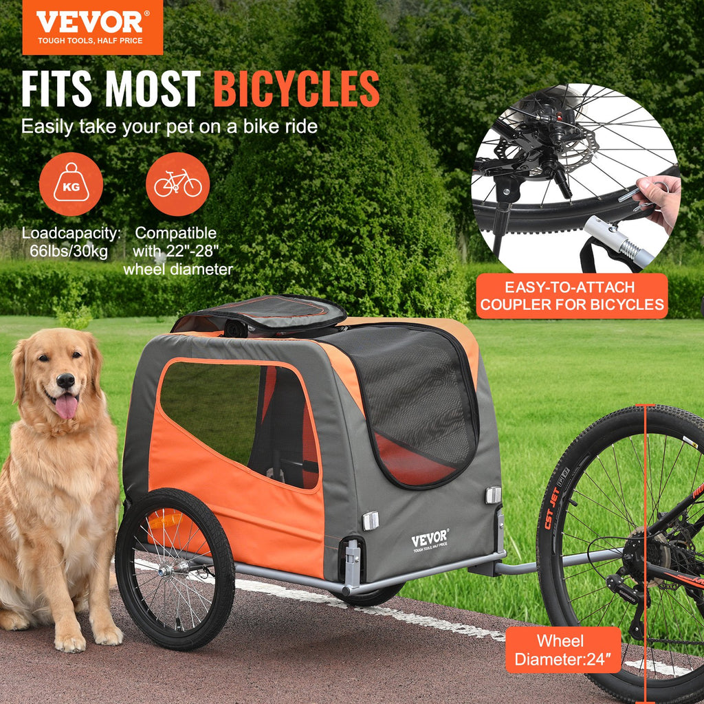 Hunde-Fahrradanhänger (bis 30 kg) – Klappbarer Transportwagen für das Fahrrad