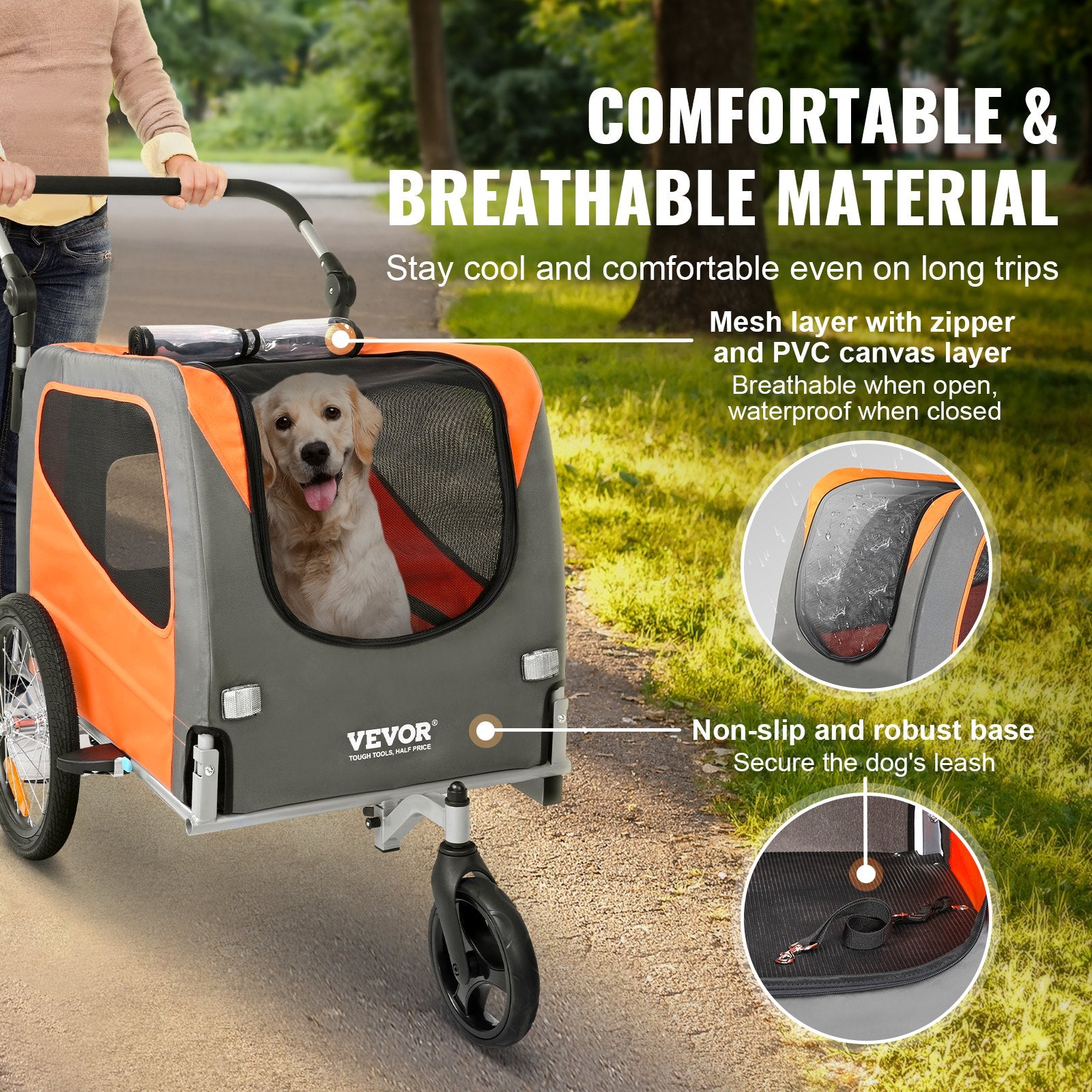 2-in-1 Hunde-Fahrradanhänger & Buggy (bis 30 kg) – Klappbarer Transportwagen für Fahrrad