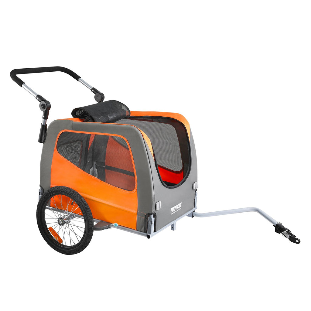 2-in-1 Hunde-Fahrradanhänger & Buggy (bis 30 kg) – Klappbarer Transportwagen für Fahrrad