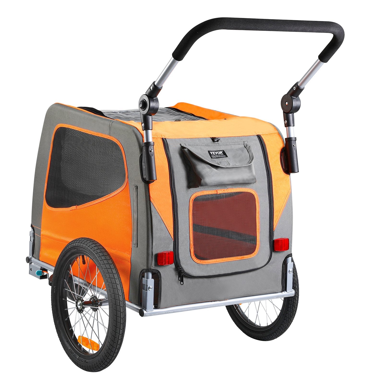 2-in-1 Hunde-Fahrradanhänger & Buggy (bis 30 kg) – Klappbarer Transportwagen für Fahrrad