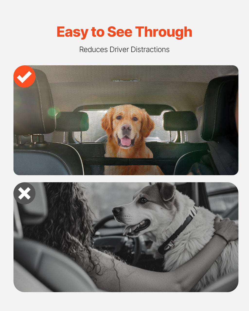 Hunde-Trennnetz für Auto & SUV (142 cm) – Sicherheitsnetz für den Vordersitz