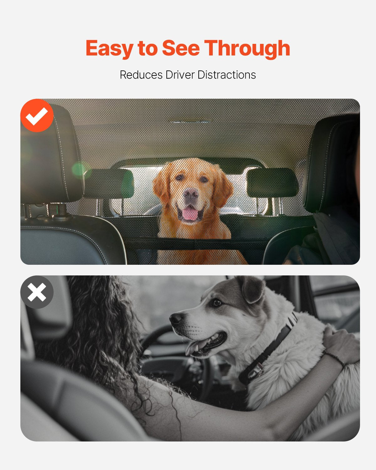 Hunde-Trennnetz für Auto & SUV (142 cm) – Sicherheitsnetz für den Vordersitz