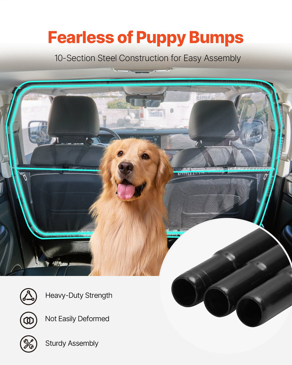 Hunde-Trennnetz für Auto & SUV (142 cm) – Sicherheitsnetz für den Vordersitz