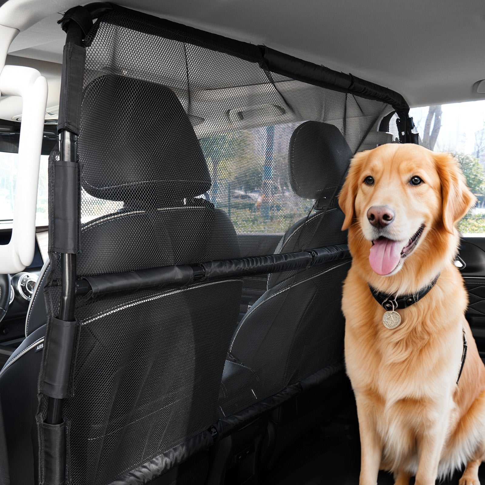 Hunde-Trennnetz für Auto & SUV (142 cm) – Sicherheitsnetz für den Vordersitz